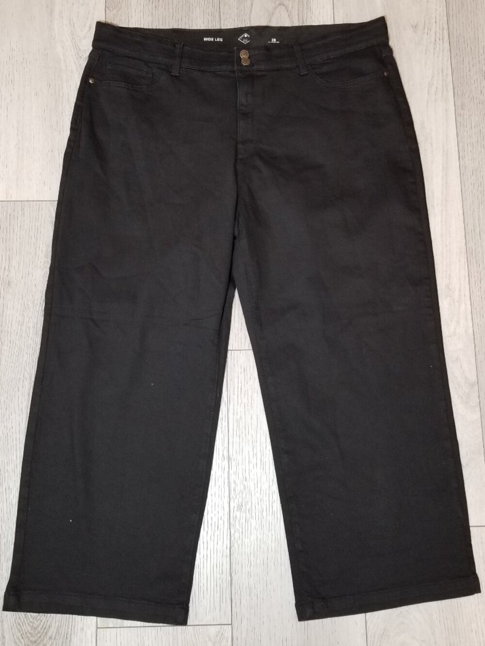 St Johns‎ Bay Womens Plus Sz 28 Black Jeans Wide Leg Streetwear Retro City NWOT